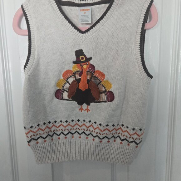Gymboree 3t Thanksgiving Turkey Button Up and Vest - Picture 4 of 7